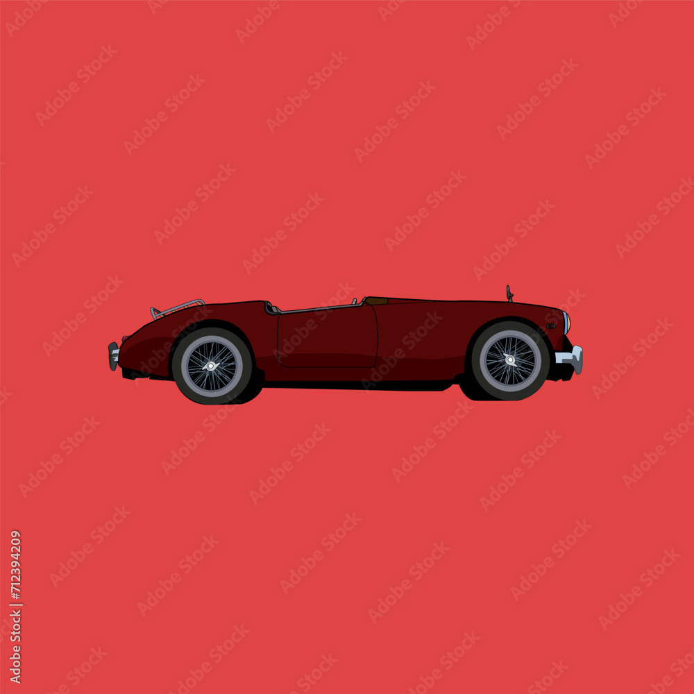 Illustration vector graphic of convertible vintage car with side view