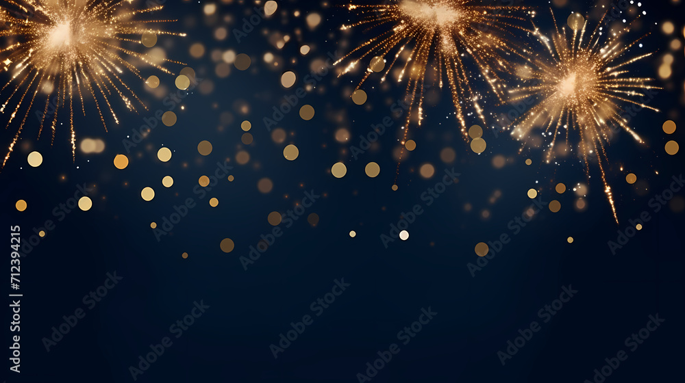 Obraz premium Happy New Year, burning fireworks with bokeh light background