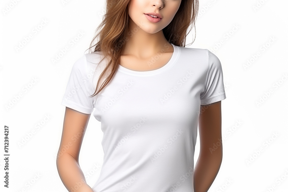 Woman in White Tshirt Mockup created with Generative AI Woman in White Tshirt Mockup created with Generative AI