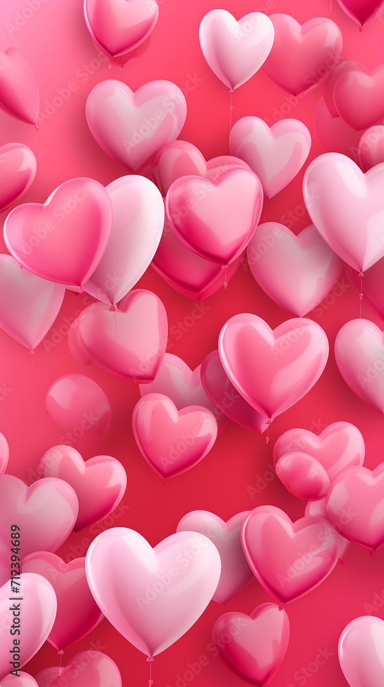 Valentine's day background with heart shaped balloons. Vector illustration.