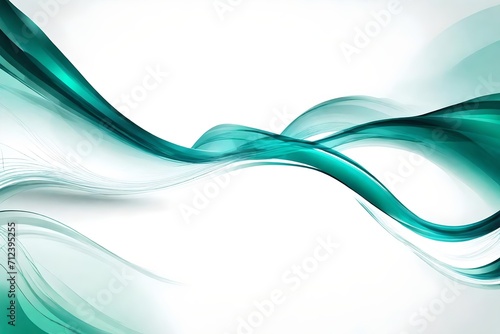 Abstract horizontal stylish blue-green wave on a white background. Brochure template
