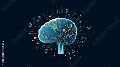 Abstract brain with gears illustrating the interconnectedness of cognitive processes and education .simple isolated line styled vector illustration