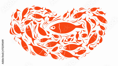 Abstract fish forming a heart promoting the heart-healthy benefits of consuming fatty fish .simple isolated line styled vector illustration
