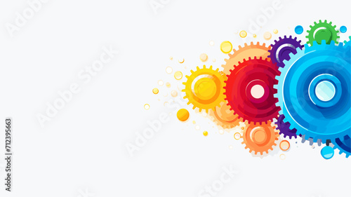 Abstract gears forming a rainbow signifying the variety of positive elements contributing to health .simple isolated line styled vector illustration