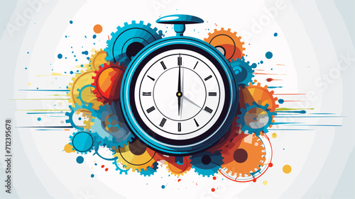 Abstract gears forming a clock emphasizing the importance of timely health interventions .simple isolated line styled vector illustration