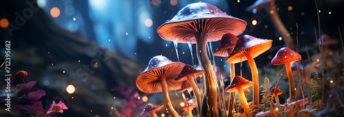 beautiful magic mushrooms in the forest. fairy forest
