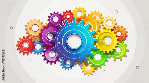 Abstract gears forming a rainbow signifying the variety of positive elements contributing to health .simple isolated line styled vector illustration