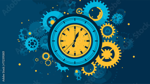 Abstract gears forming a clock emphasizing the importance of timely health interventions .simple isolated line styled vector illustration