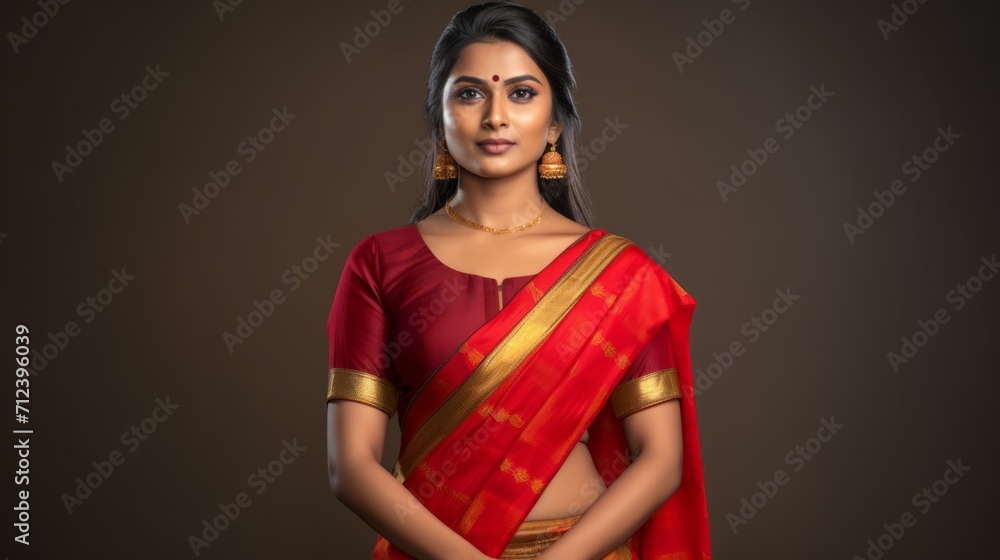 Beautiful Indian woman in traditional dress and jewelry. Neural network AI generated art Beautiful Indian woman in traditional dress and jewelry. Neural network AI generated art