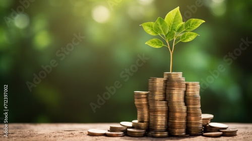 Tree on Money coins stack grow up to saving money concept