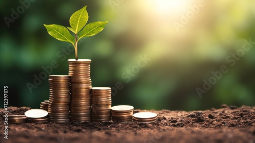 Tree on Money coins stack grow up to saving money concept