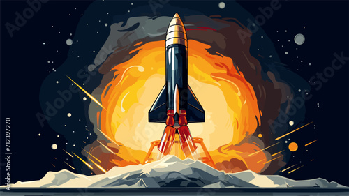Space rocket with a graduation cap symbolizing the limitless possibilities of education .simple isolated line styled vector illustration