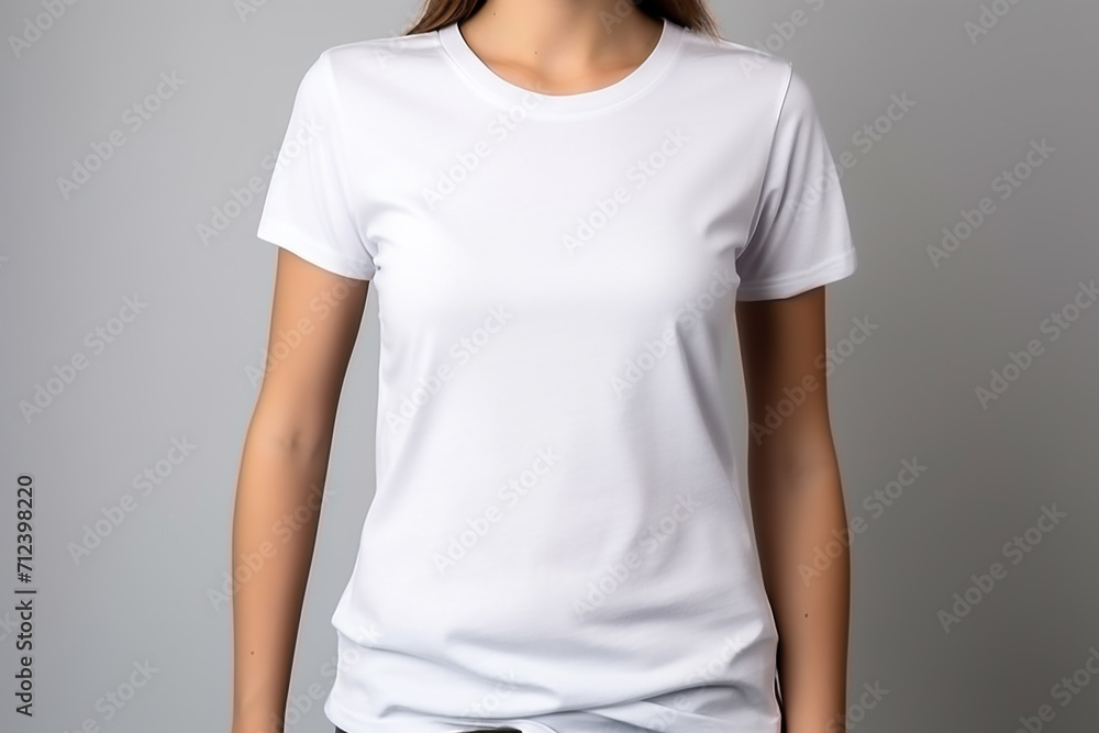 Woman in White Tshirt Mockup created with Generative AI Woman in White Tshirt Mockup created with Generative AI