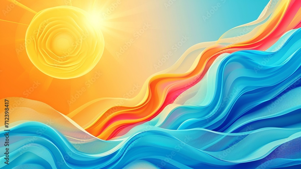 Colorful Abstract Waves and Sun Summer Essence
Colorful Abstract Waves and Sun Summer Essence