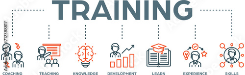 Training banner web icon vector illustration concept for education