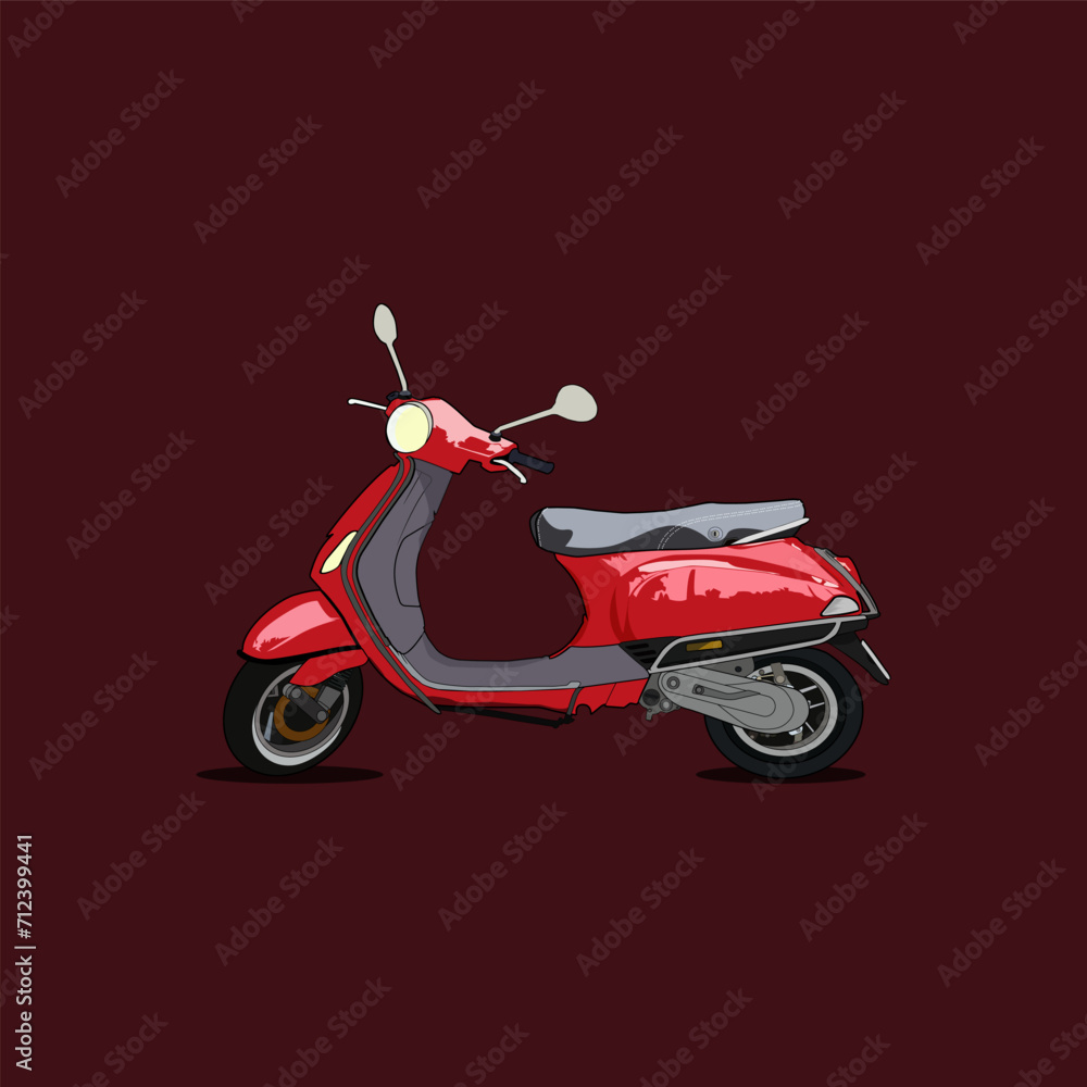 Illustration vector graphic of modern look red scooter