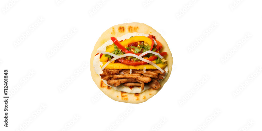 Traditional Venezuelan food arepa made from cornmeal, with cheese and vegetables