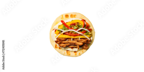 Traditional Venezuelan food arepa made from cornmeal, with cheese and vegetables