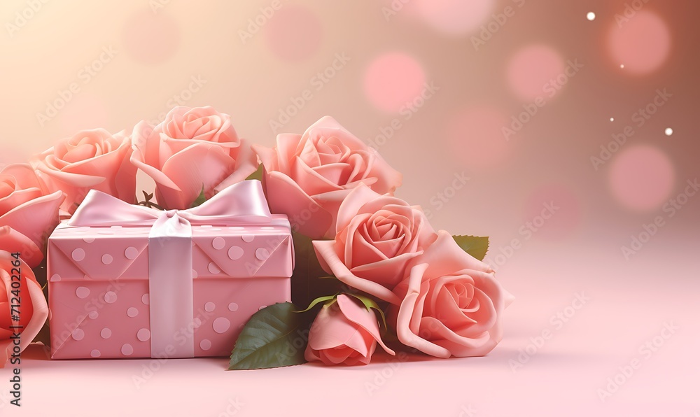 Gift box and pink roses on pink background, ai generative
Gift box and pink roses on pink background, ai generative