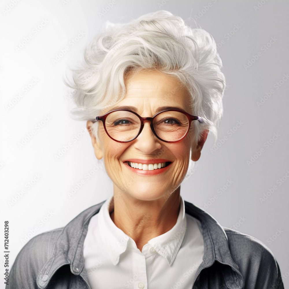 Happy granny woman portrait. Generative ai design.