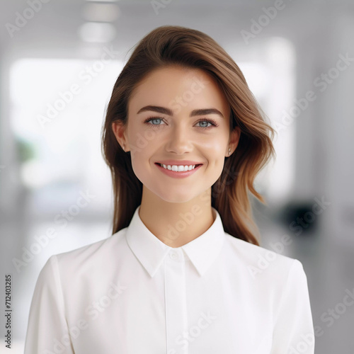 Confident businesswoman smiling at the camera. Generative ai design.