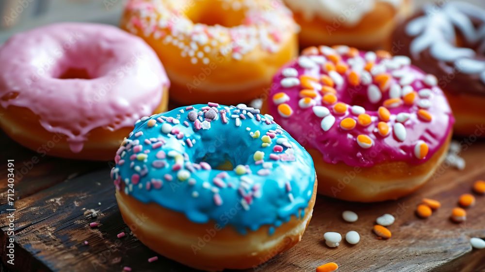 Appetizing sweet donuts are beautiful. Generative AI,