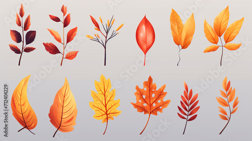 Autumn leaves. Yellow autumnal garden leaf  red fall leaf and fallen dry leaves. Botanical forest plants or  tree foliage   Generate AI