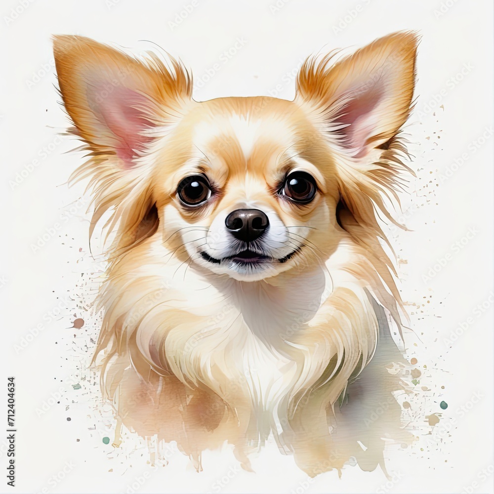 Watercolor cream chihuahua dog Watercolor cream chihuahua dog