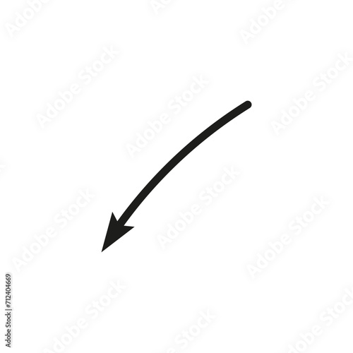 Narrow thin geometric arrow curved shape.