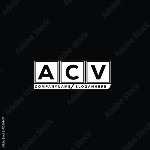 MODERN MINIMALIST ACV INITIAL LETTERS MONOGRAM LOGO DESIGN WITH WHITE BACKGROUND.