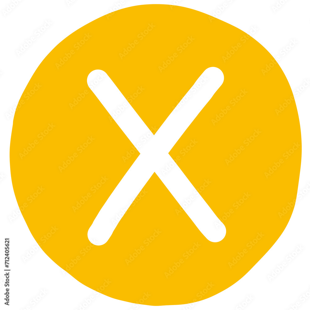 Fototapeta premium white letter x in a yellow circle