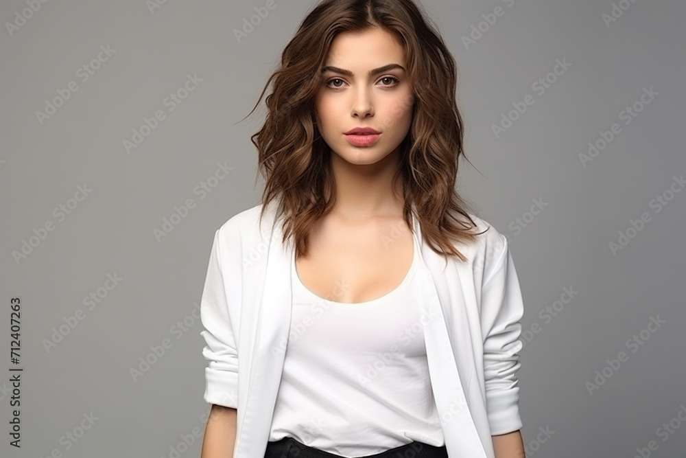 Woman in White Tshirt Mockup created with Generative AI Woman in White Tshirt Mockup created with Generative AI