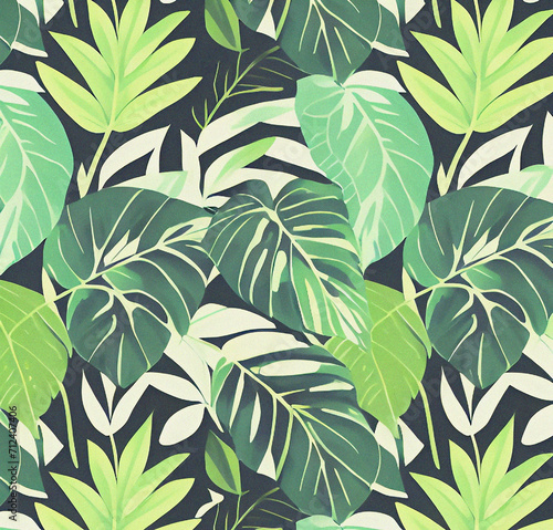 Background with leaves. Colorful illustration. Green floral pattern. Flyer, card design. Nature, vintage backdrop. Decoration wallpaper
