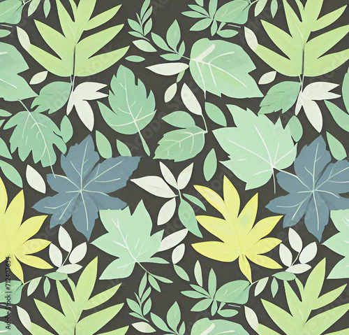 Background with leaves. Colorful illustration. Green floral pattern. Flyer, card design. Nature, vintage backdrop. Decoration wallpaper