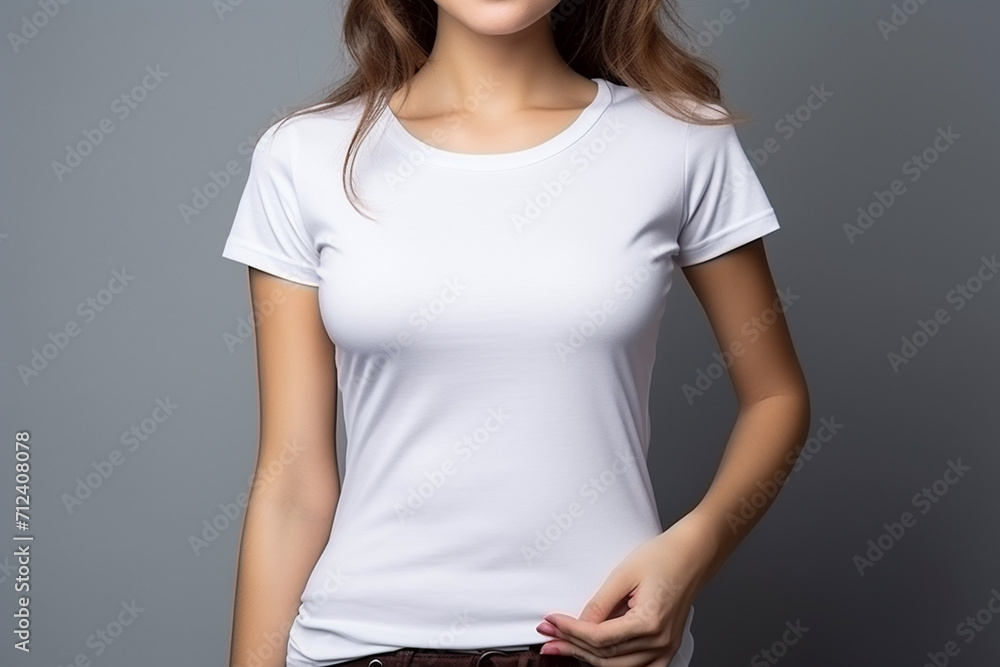 Woman in White Tshirt Mockup created with Generative AI Woman in White Tshirt Mockup created with Generative AI