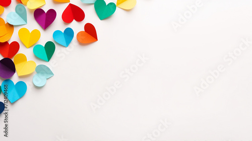 Celebrate Love and Diversity with Vibrant Rainbow Hearts: Perfect Concept for Valentine's Day, LGBT Pride Month - Isolated on White with Copy Space for Promotional Content!