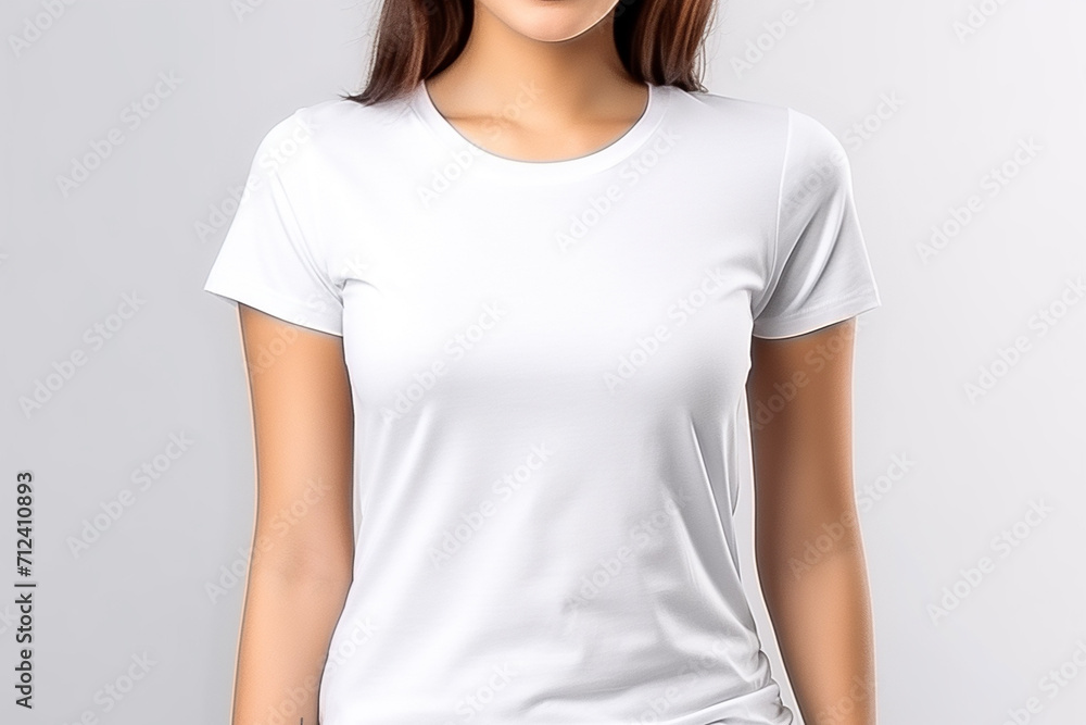 Woman in White Tshirt Mockup created with Generative AI Woman in White Tshirt Mockup created with Generative AI