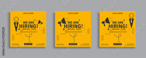 We are hiring job vacancy social media post or square web banner template vector design	 photo