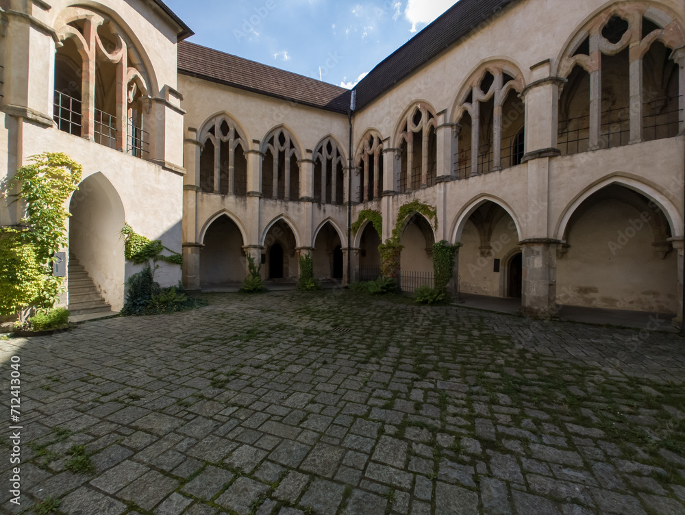 Zvikov Castle. Senior woman on excursion in historical Zvikov Castle. Czech