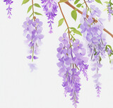 Lilac branch. Tree blossom template design. Purple wisteria. Wallpaper with flowers. Vintage backdrop. Card design. Beautiful background with empty copy space for text. 