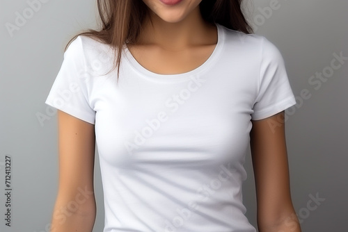 Woman in White Tshirt Mockup created with Generative AI