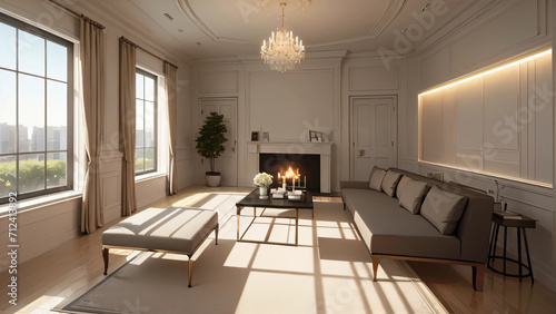 modern living room with fireplace © 大地 要