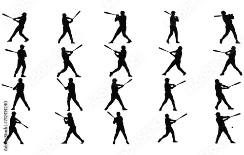 Set of baseball players silhouettes of sports people vector Baseball player vector silhouette 