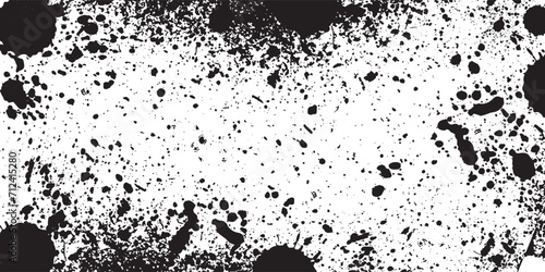 Grunge Black And White Urban Vector Texture Template. Dark Messy Dust Overlay Distress Background. Easy To Create Abstract Dotted  Scratched  Vintage Effect With Noise And Grain.