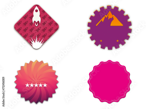 Ensemble of Upscale Badges, Modern Logo Patches, and Designer Shop Labels (ID: 712416089)