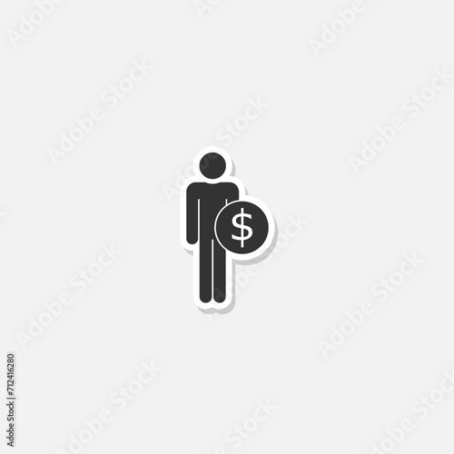 Employee wages icon sticker isolated on gray background