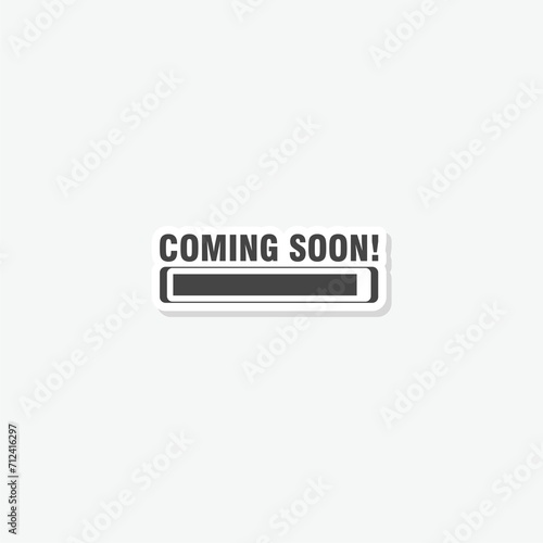 Coming soon icon sticker isolated on gray background