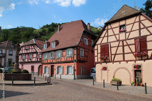 old half-timbered houses in ribeauvillé in alsace in france