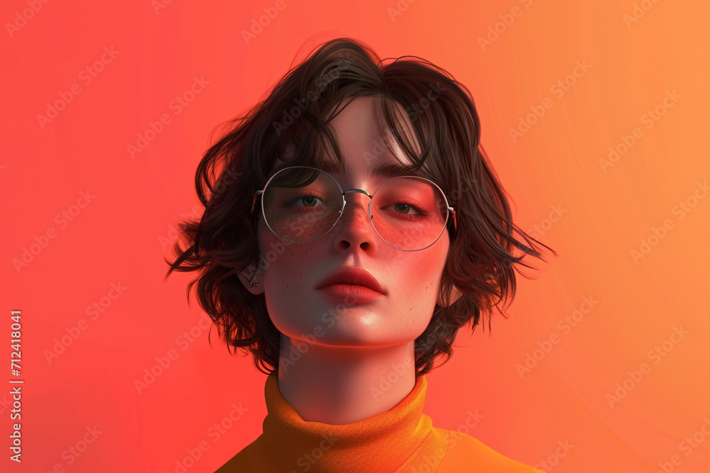 Human portrait game background style 3d stylish illustration Human portrait game background style 3d stylish illustration