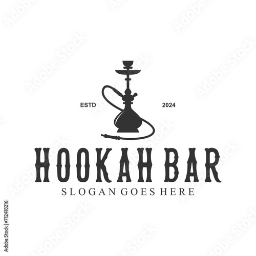 Hookah logo design, label, badge. Vintage shisha bar logo template